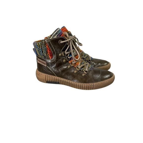 Josef Seibel Maren 06 Side Zip Lace Up Ankle Boot Size 36 Boho Green US 5/5.5 - Picture 6 of 9